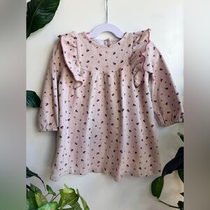 Zara Cream Long Sleeve Top with Purple Floral Pattern